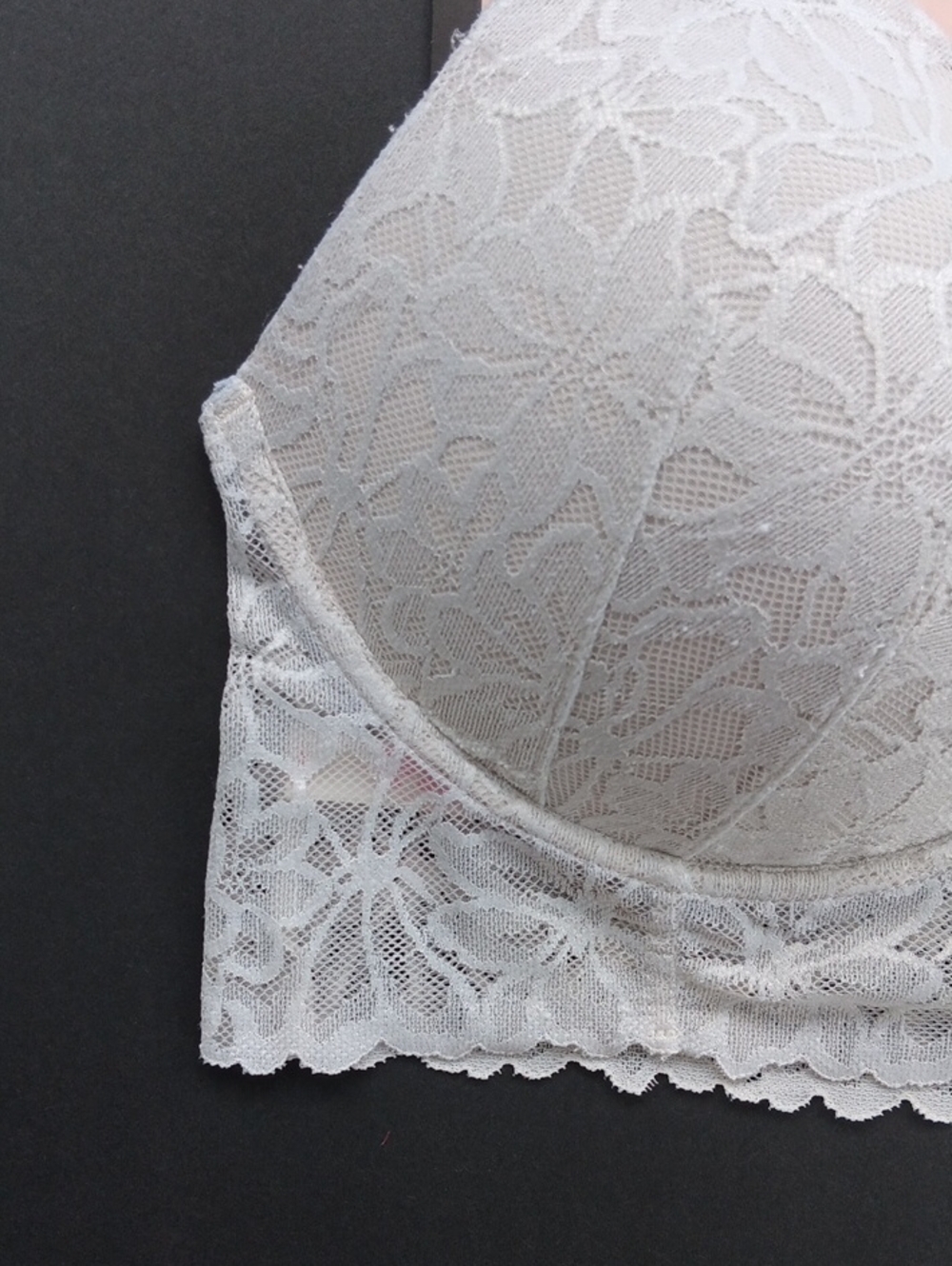 Victoria's Secret Pink White Lace Longline Push-Up Bralette Size XL - Picture 4 of 8